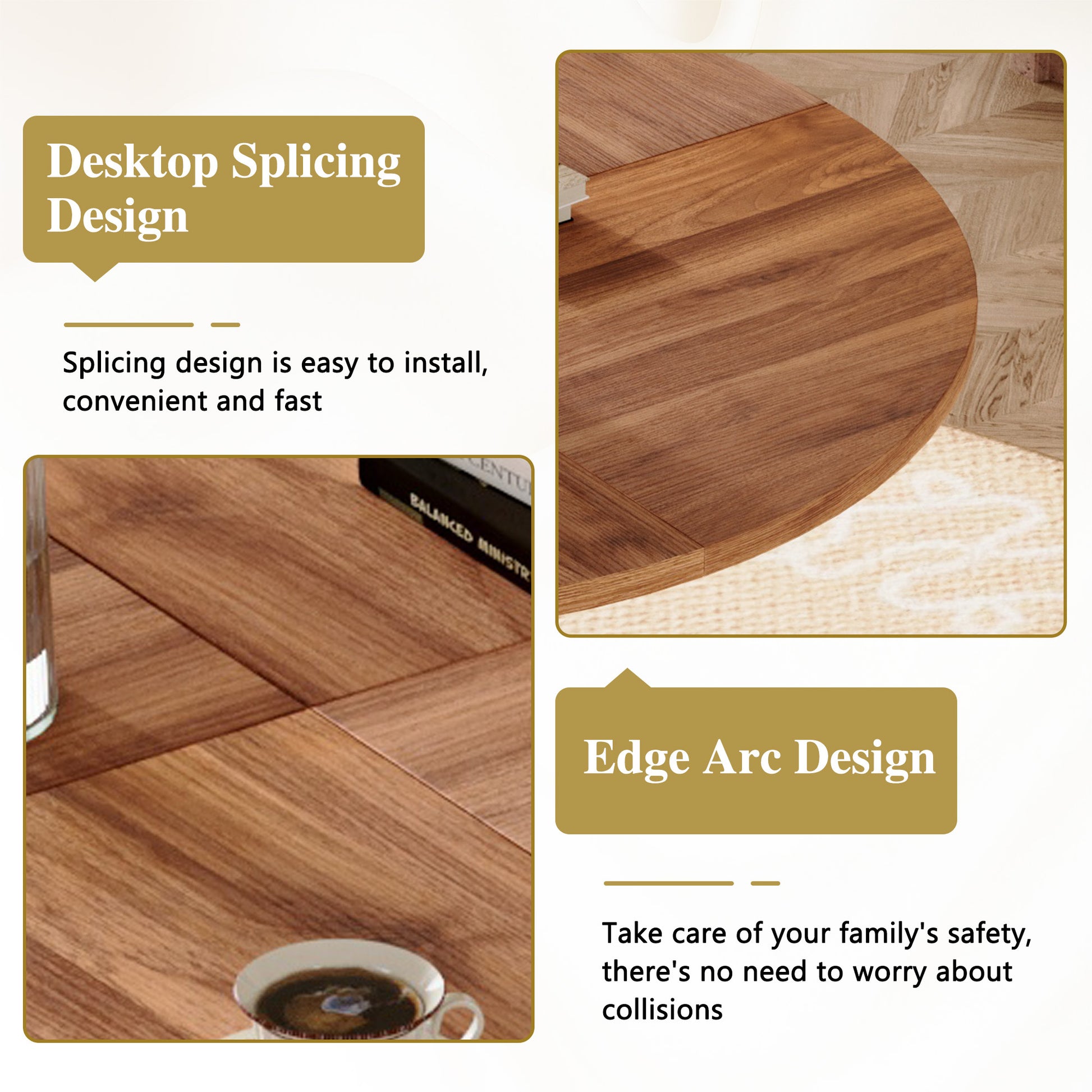 A Circular Dining Table with a Diameter of 47" - Black & Walnut - detail view 5