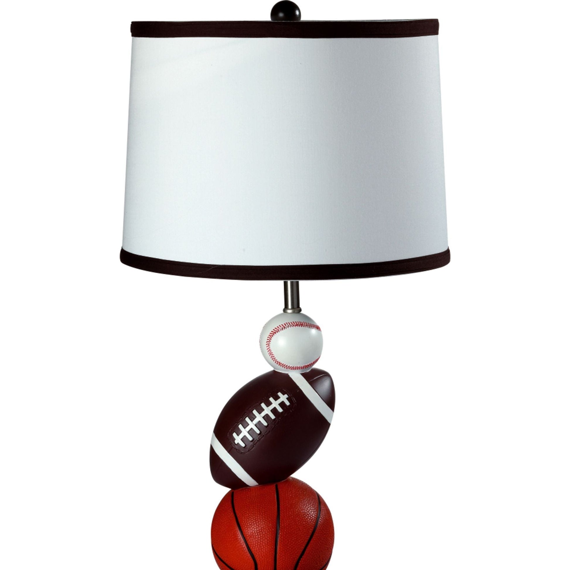 25' Tall Polyresin Table Lamp, Multi-Sport Design, White Linen Shade