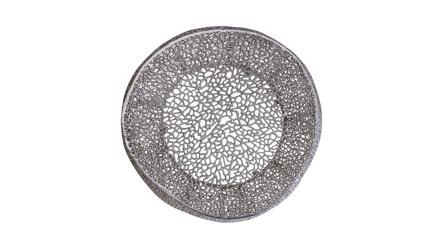Azriel Round Aluminum Mesh Coffee Table, Silver