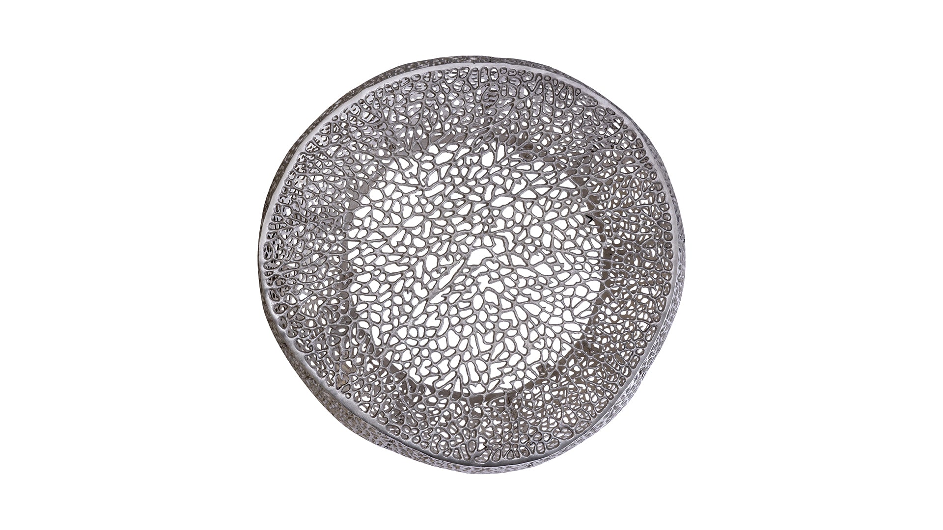 Azriel Round Aluminum Mesh Coffee Table, Silver