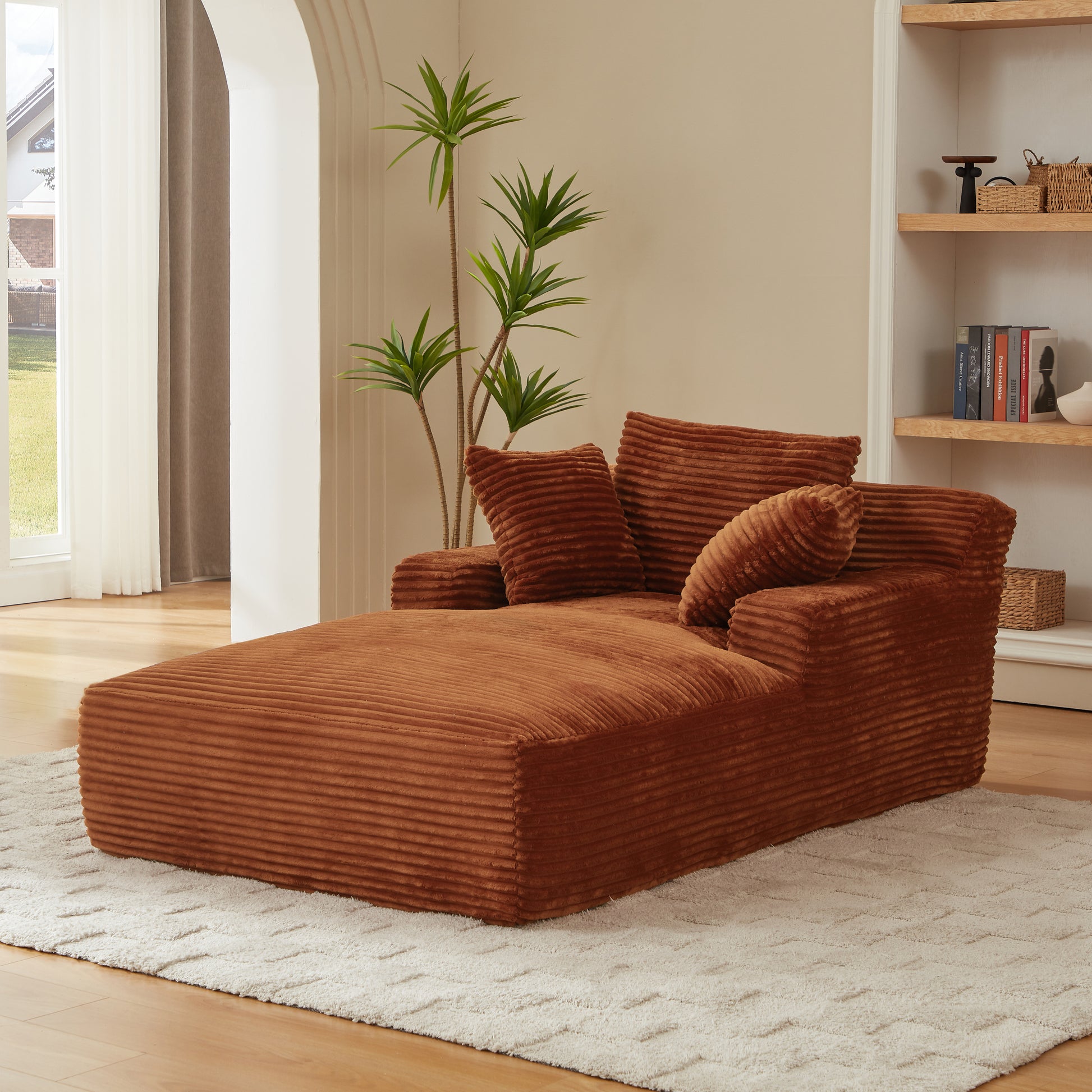 Oversized Chaise Lounge Chair Indoor - Orange - detail view 3