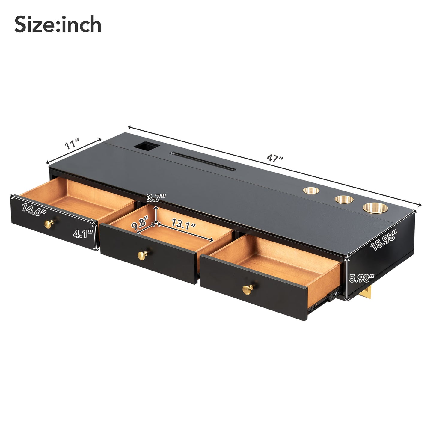 GO 47' Floating Multi-Purpose Wall-Mounted Vanity Table