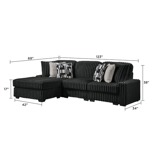 PUFFY Modern Living Room Sectional in Black with High-Quality Fabric Upholstery-REVERSIBLE SECTIONAL - detail view 2