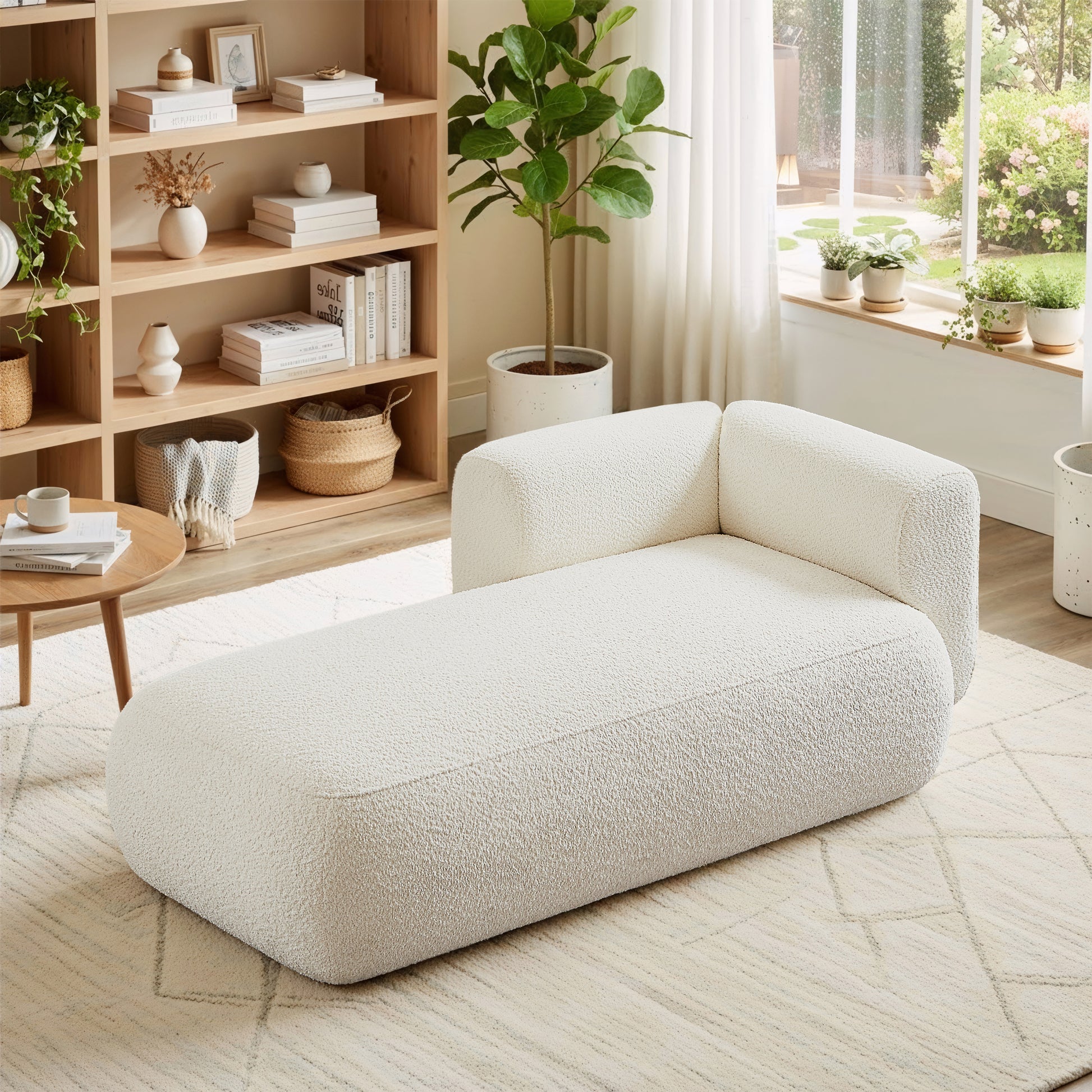 Upholstered Chaise Lounge - Cream - primary color shot