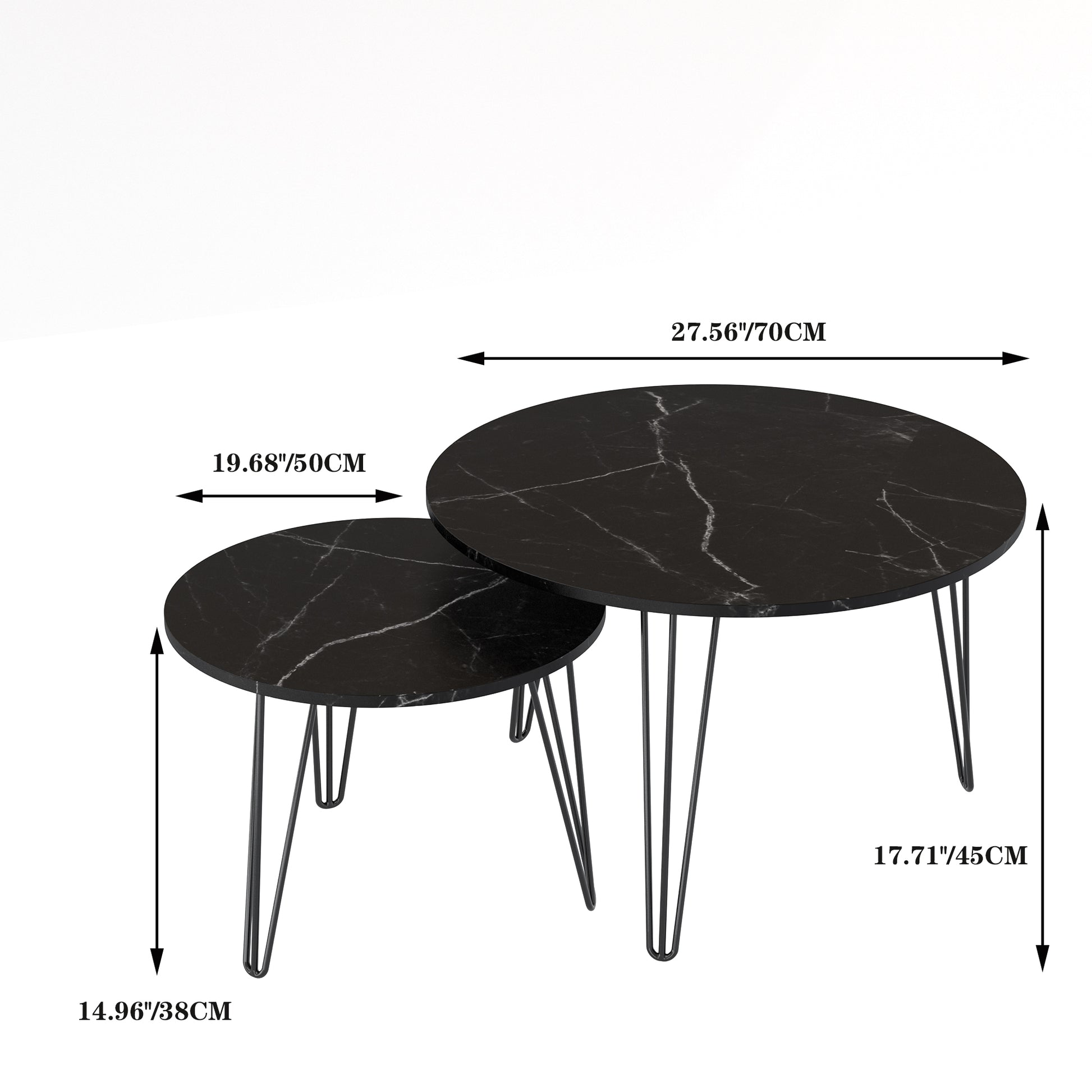 Black Wood+metal Steel Frame Nesting Tables with Black Legs - detail view 3