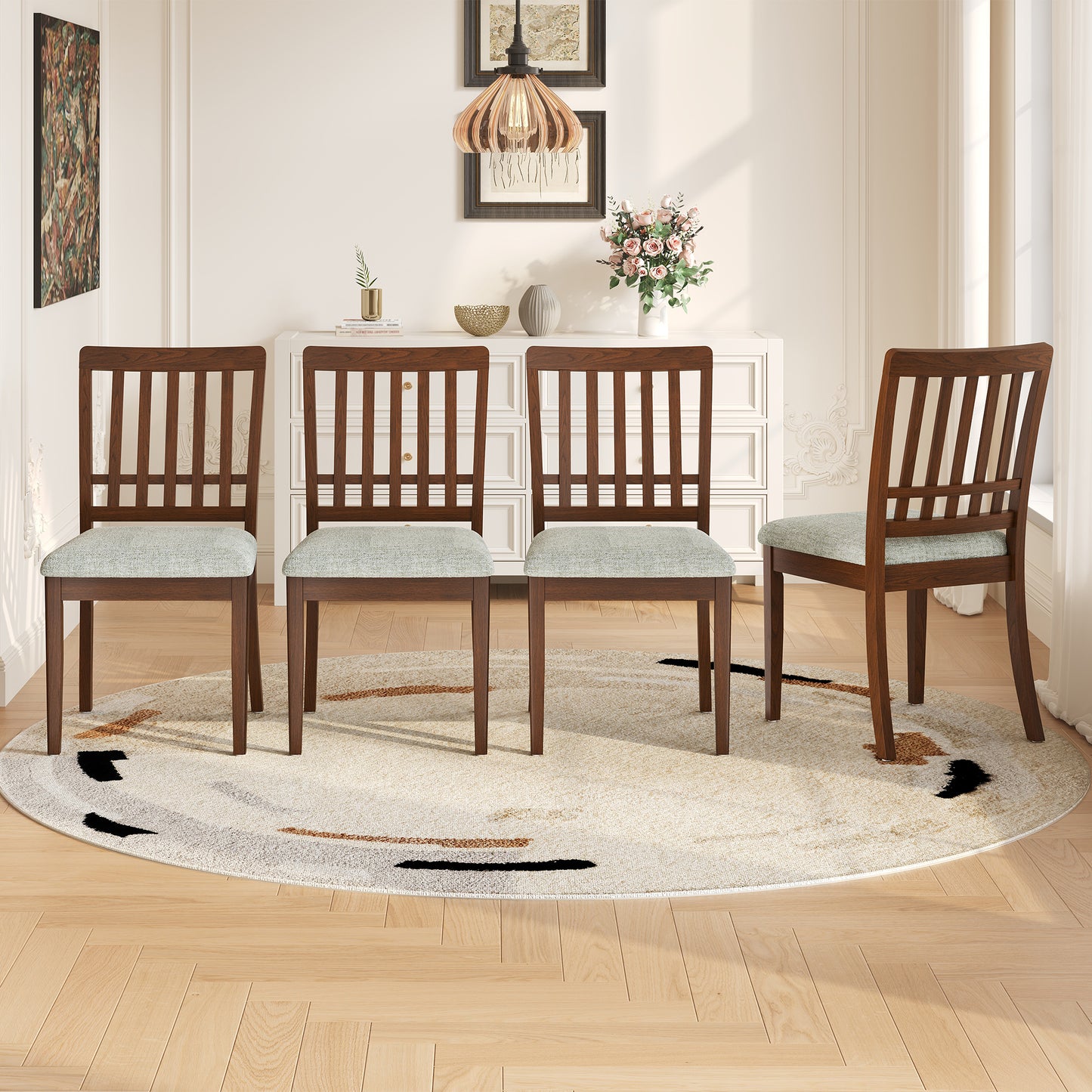 2-Piece Modern Scandinavian Dining Chairs - Brown - detail view 2