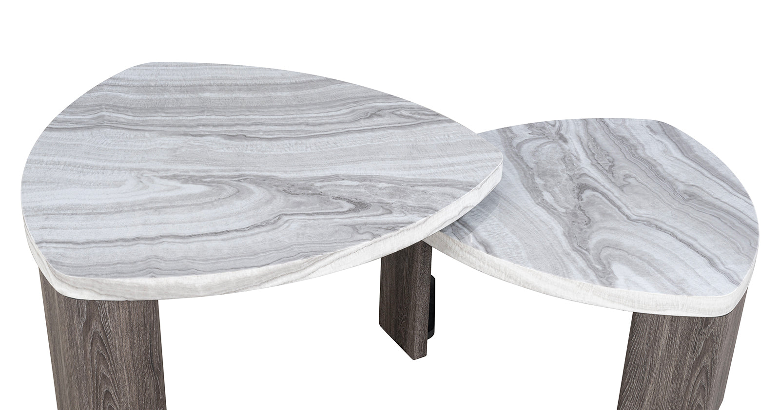 Contemporary Style Nesting Cocktail Table Hidden Caster for Easy Swivel Marble Pattern Space Saving Design Primary Living Room - detail view 6