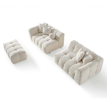 Alana Tufted Ivory Chenille Modular Sectional Sofa with Reconfigurable Layouts and Soft Upholstery - detail view 4