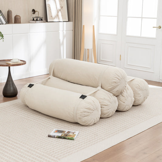Adjustable Floor Sofa with Corduroy Pillows