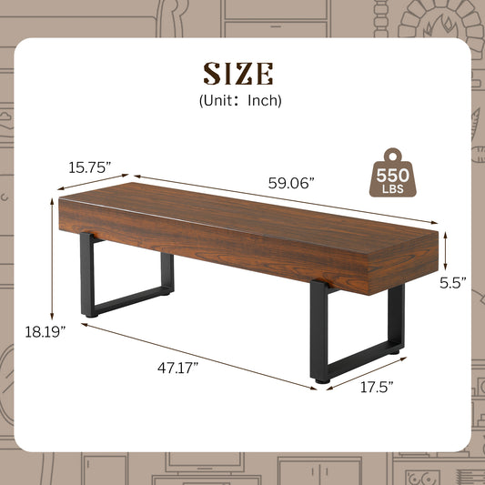 59' Wood Bench - Espresso - detail view 2