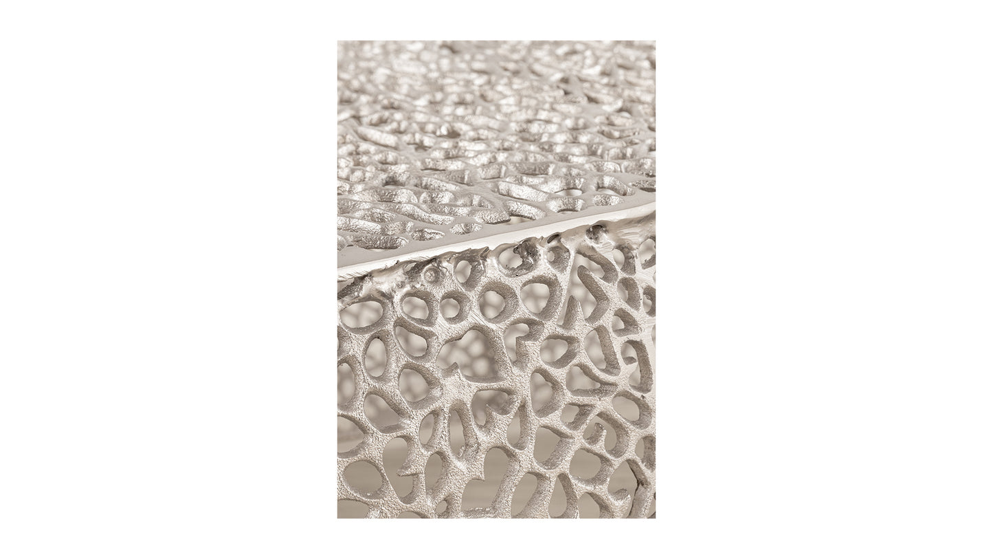 Azriel Oval Aluminum Mesh Coffee Table, Silver