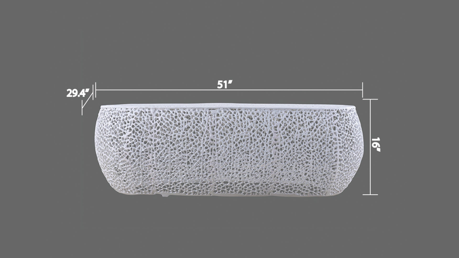 Azriel Oval Aluminum Mesh Coffee Table, White