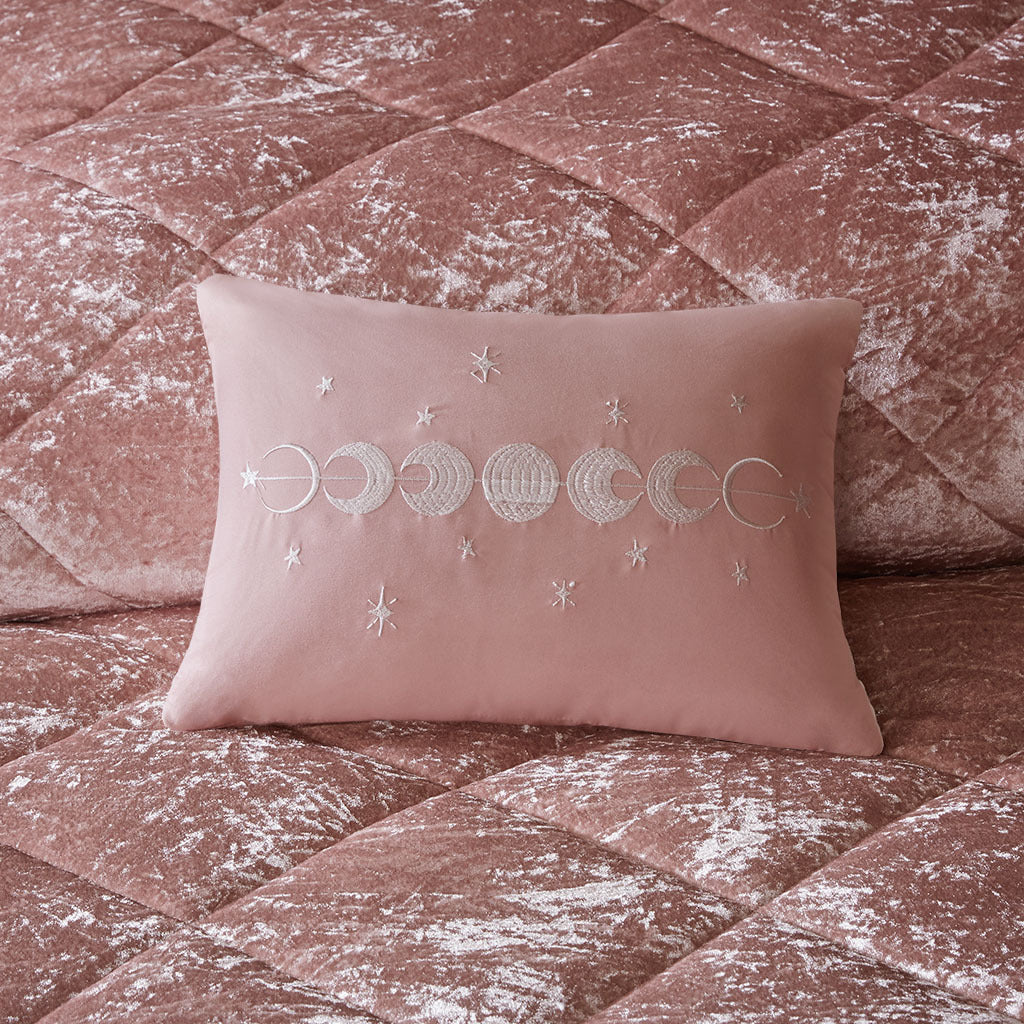 Blush Velvet Comforter Set with Throw Pillow