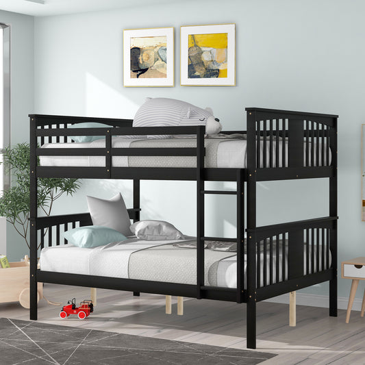Full over Full Bunk Bed with Ladder - Espresso - primary color shot