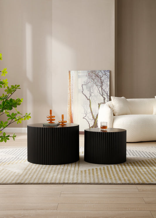 BLACK Round Nesting Table Set of 2 - detail view 3