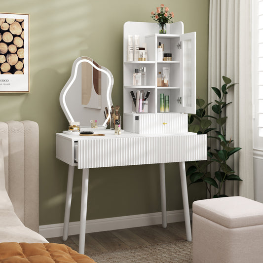 Hana Contemporary White Vanity Set