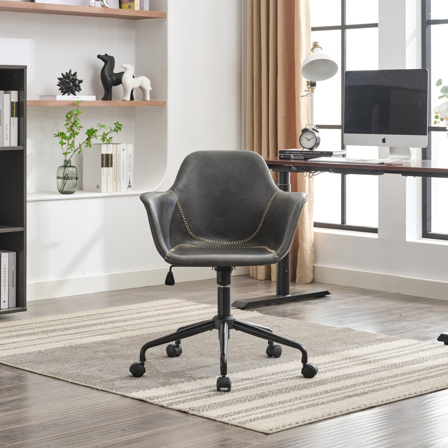 Black PU Leather Office Chair with Black Legs
