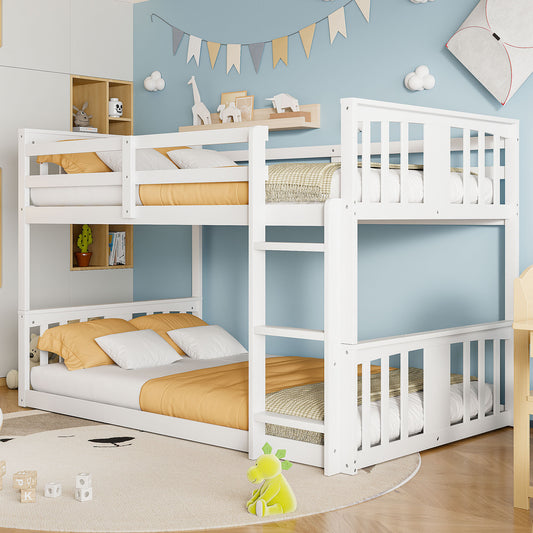 Twin over Twin Bunk Bed with Ladder - White - detail view 2