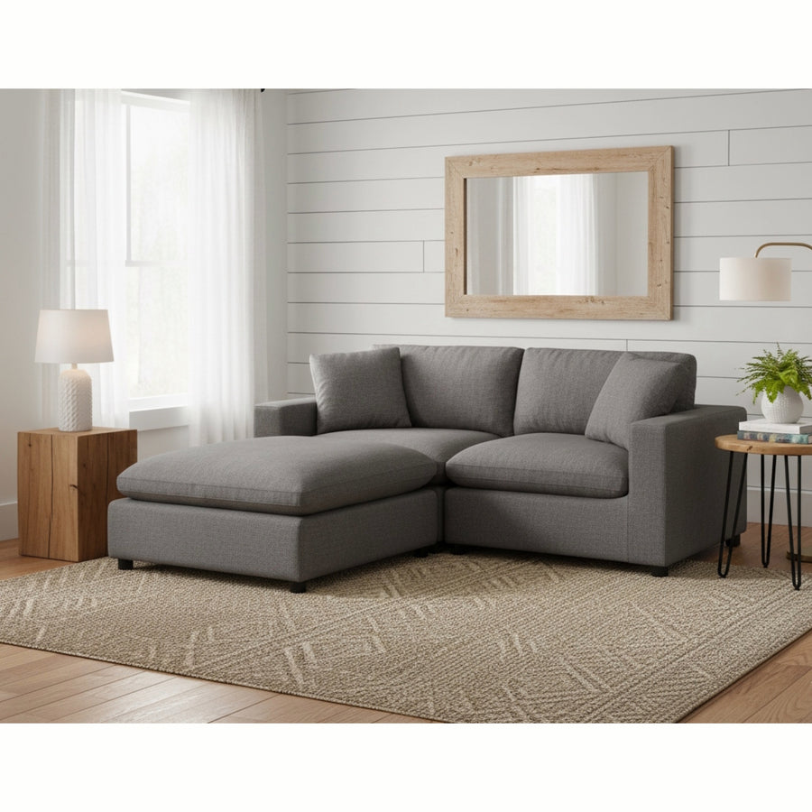 Cassandra Modular 3-Piece Chofa in Charcoal Grey with Solid Hardwood Frame and Plush Fabric Upholstery - detail view 4