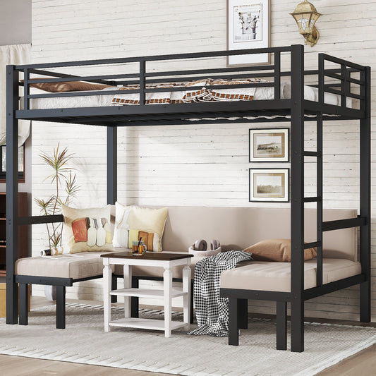 Full over Full Size Pull-Out Metal Bunk Bed - Black - primary color shot
