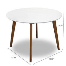Brown and White Oval Solid Wood Dining Room Table with Brown Wood Base - detail view 5