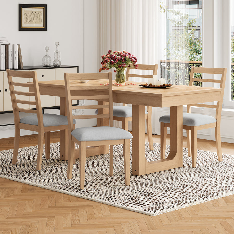 4-Piece Farmhouse Dining Chairs Set - Natural+beige - primary color shot