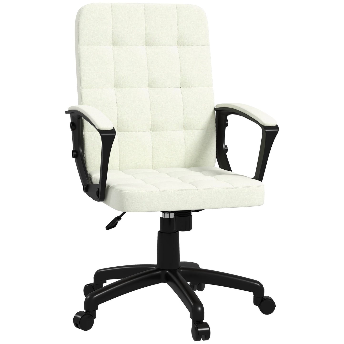 Lorena Cream White Linen Upholstered Office Chair