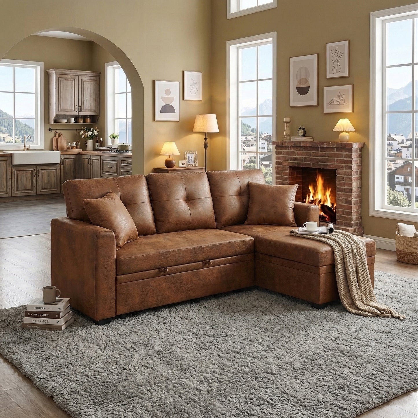 Sleeper Sectional - Brown - primary color shot