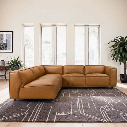 Findlay Mid Century Modern Vegan Leather Corner Sectional Sofa - primary color shot
