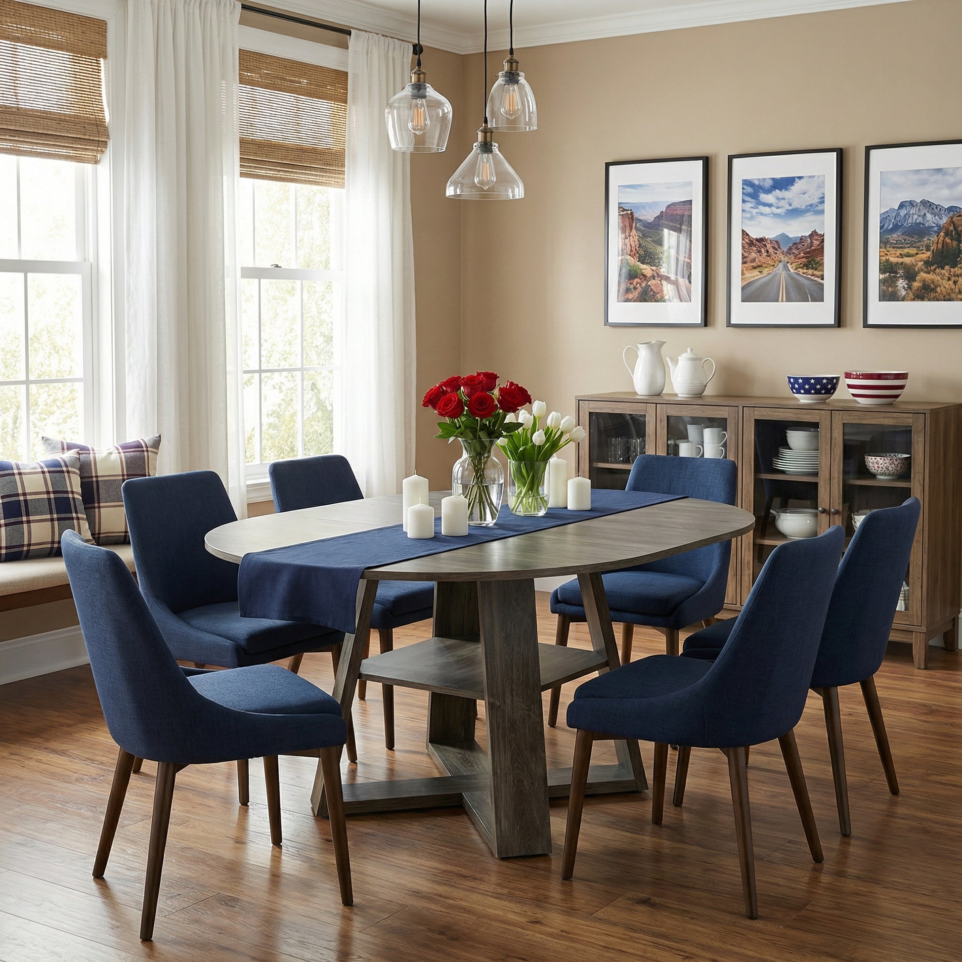 43" -59" Extendable Round Dining Table for 4-8 - Natural - detail view 5