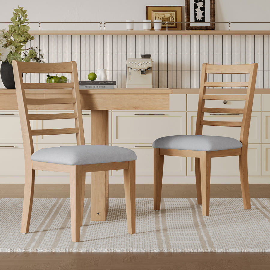 2-Piece Farmhouse Dining Chairs Set - Natural+beige - primary color shot