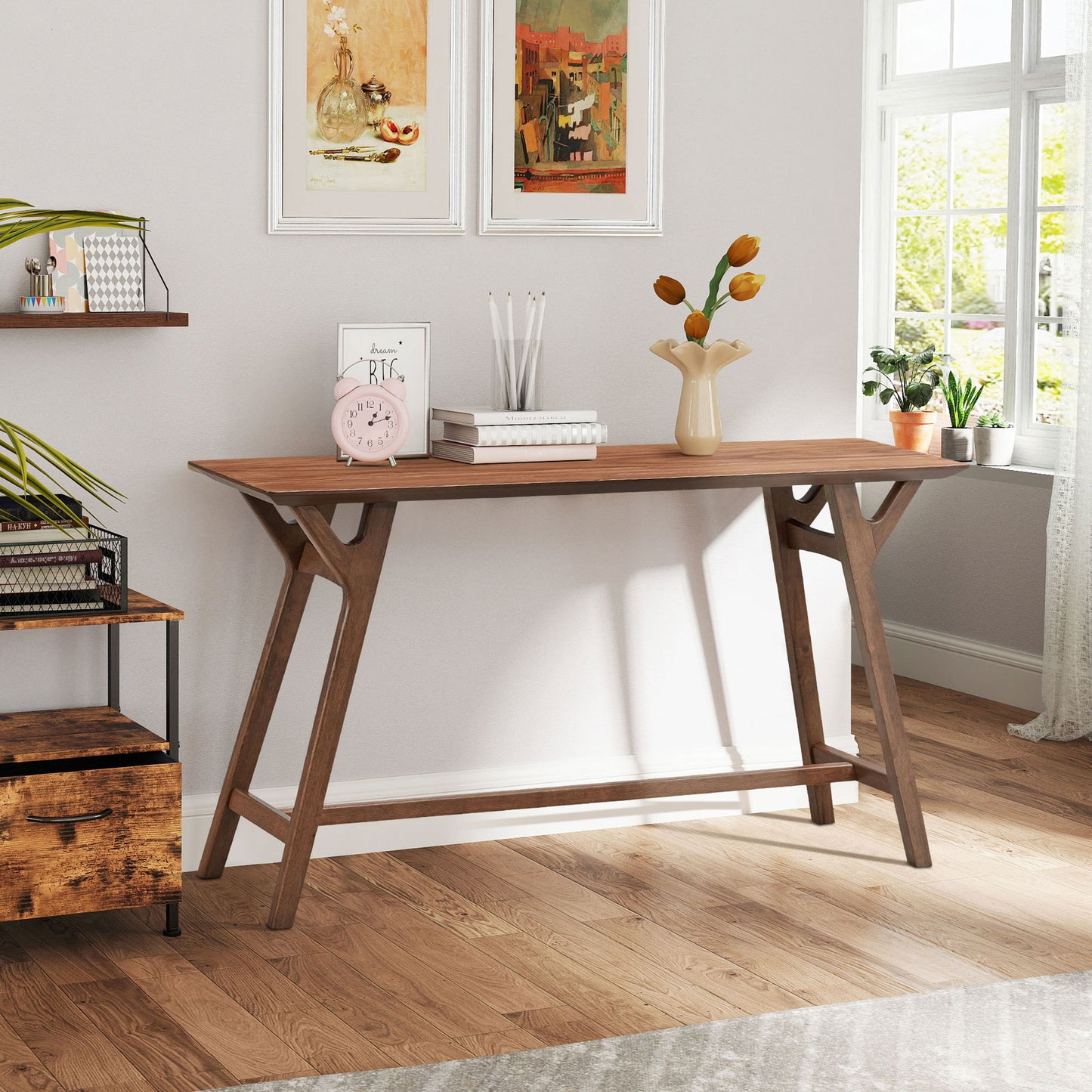 Prescott Mid-Century Console Table – Walnut Finish