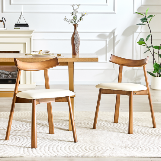 White Wood Dining Chairs with Gold Legs (set of 2) - primary color shot