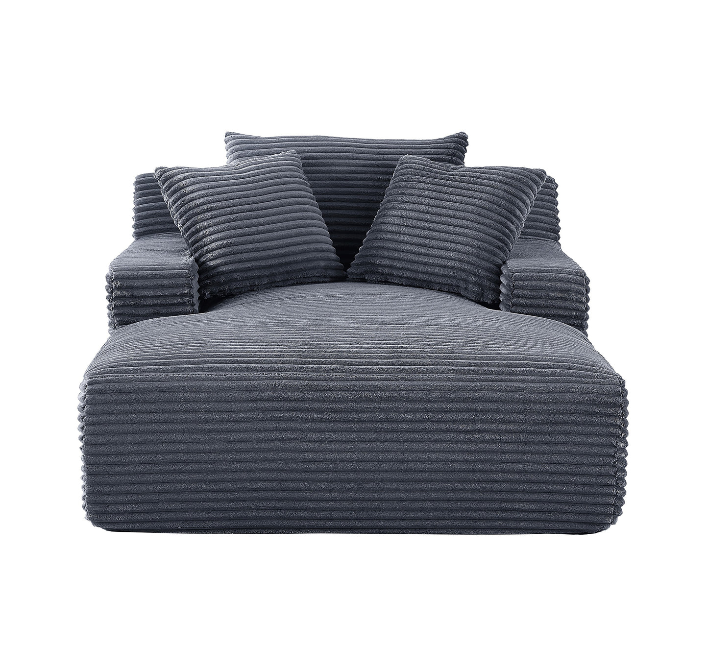 Cloudline Oversized Chaise Lounge Chair in Soft Corduroy - Grey - detail view 5