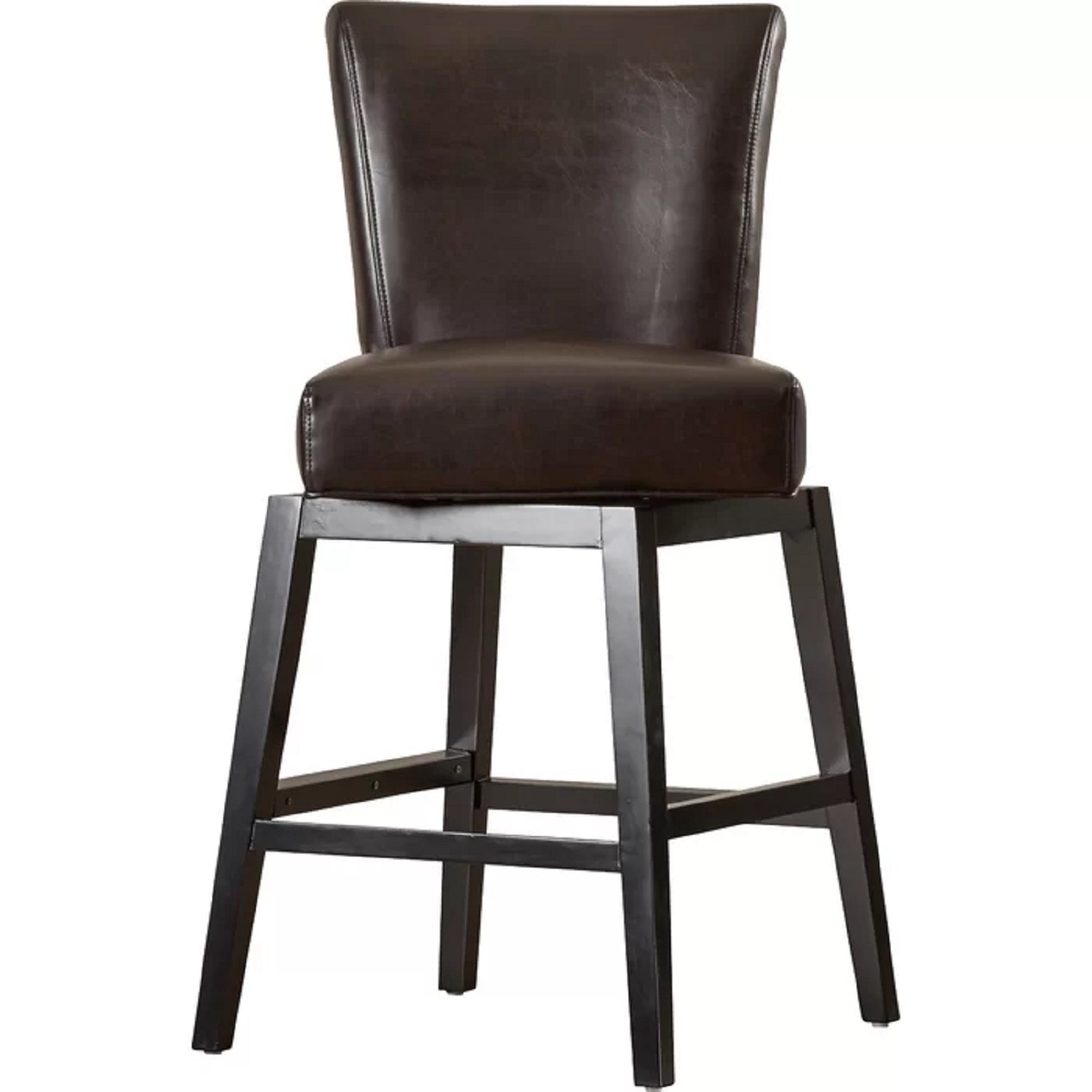 Mara 28" Modern Leather Bar Stool with Black Legs Set of 2 Brown