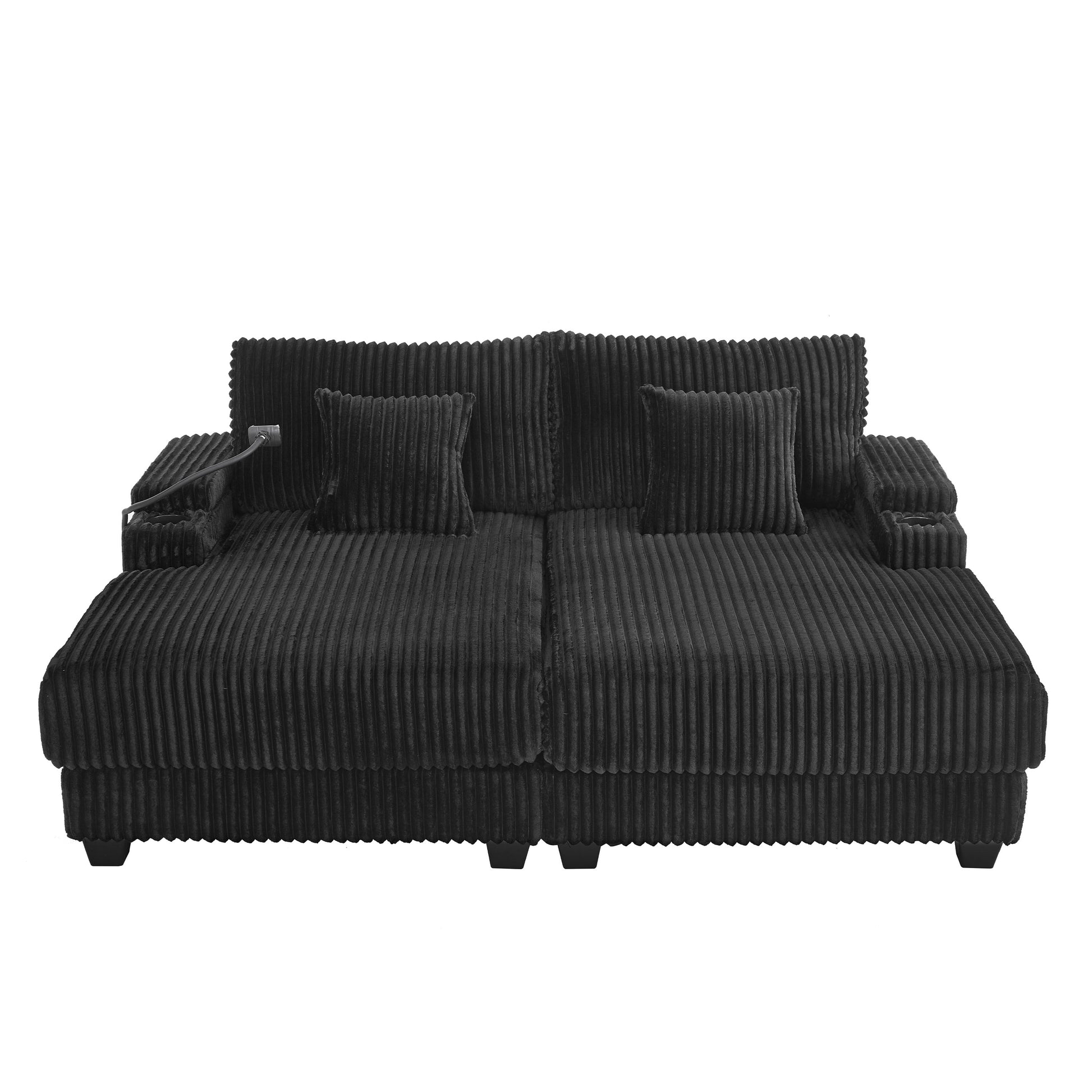 Modern Black Chaise Sofa 75.5' with Adjustable Backrest - primary color shot
