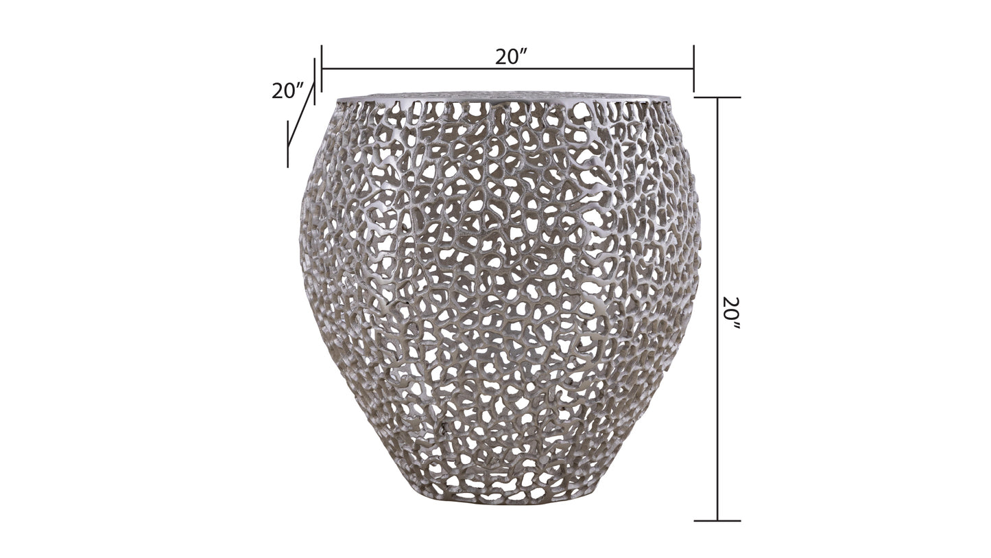 Azriel Aluminum Mesh Side Table, Silver