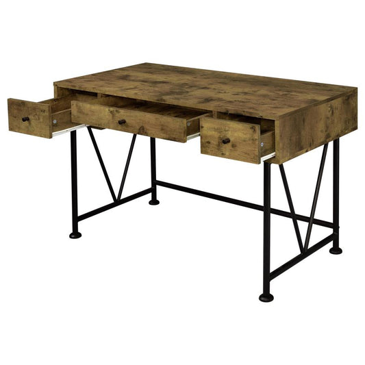 Analiese Farmhouse Writing Desk & Bookcase Set – Rustic Nutmeg & Black