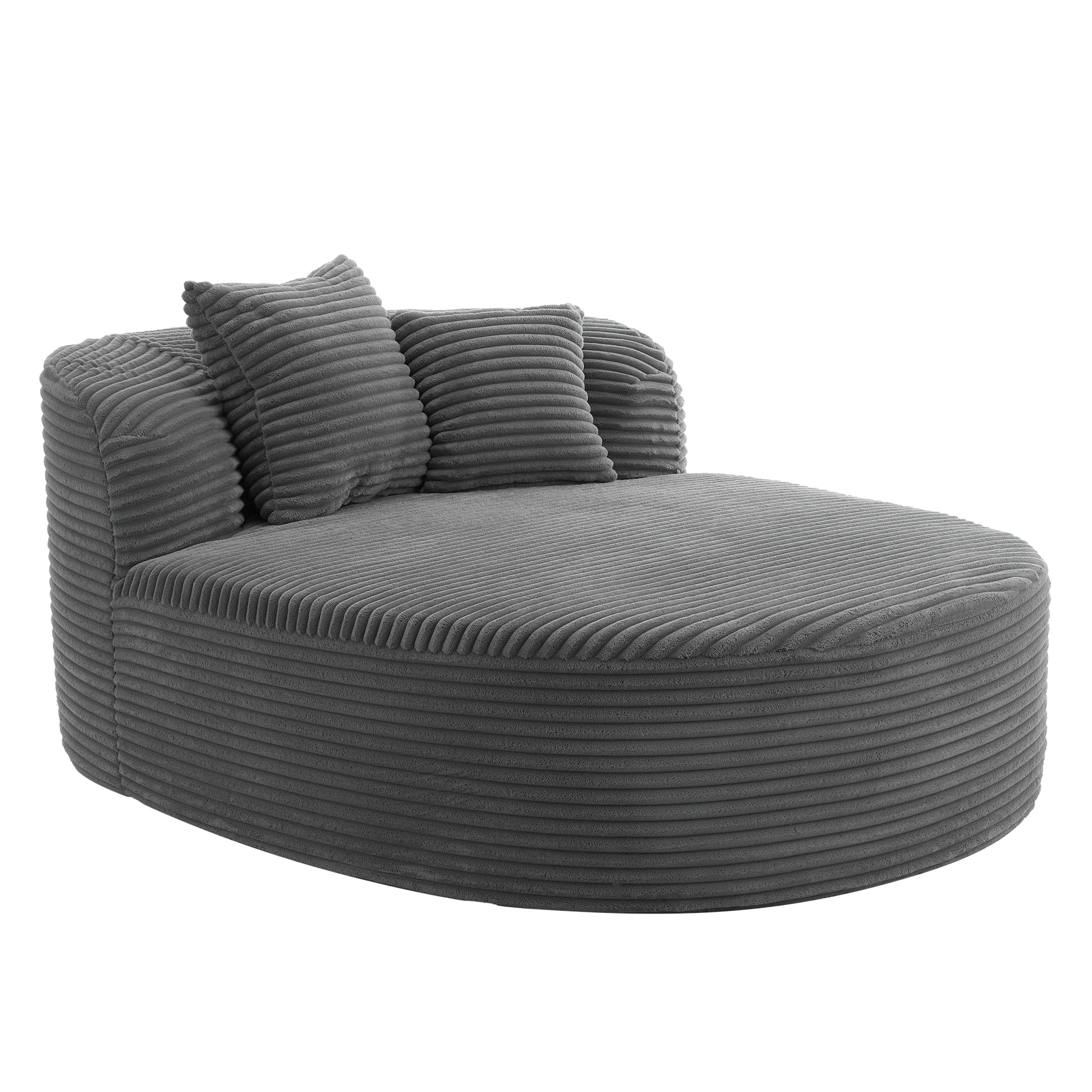 Modern Chaise Lounge Sofa Boneless Couch with Pillows - Gray - detail view 8