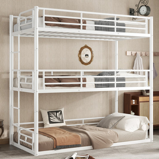 Twin over Twin over Twin Bunk Bed - Light White - primary color shot