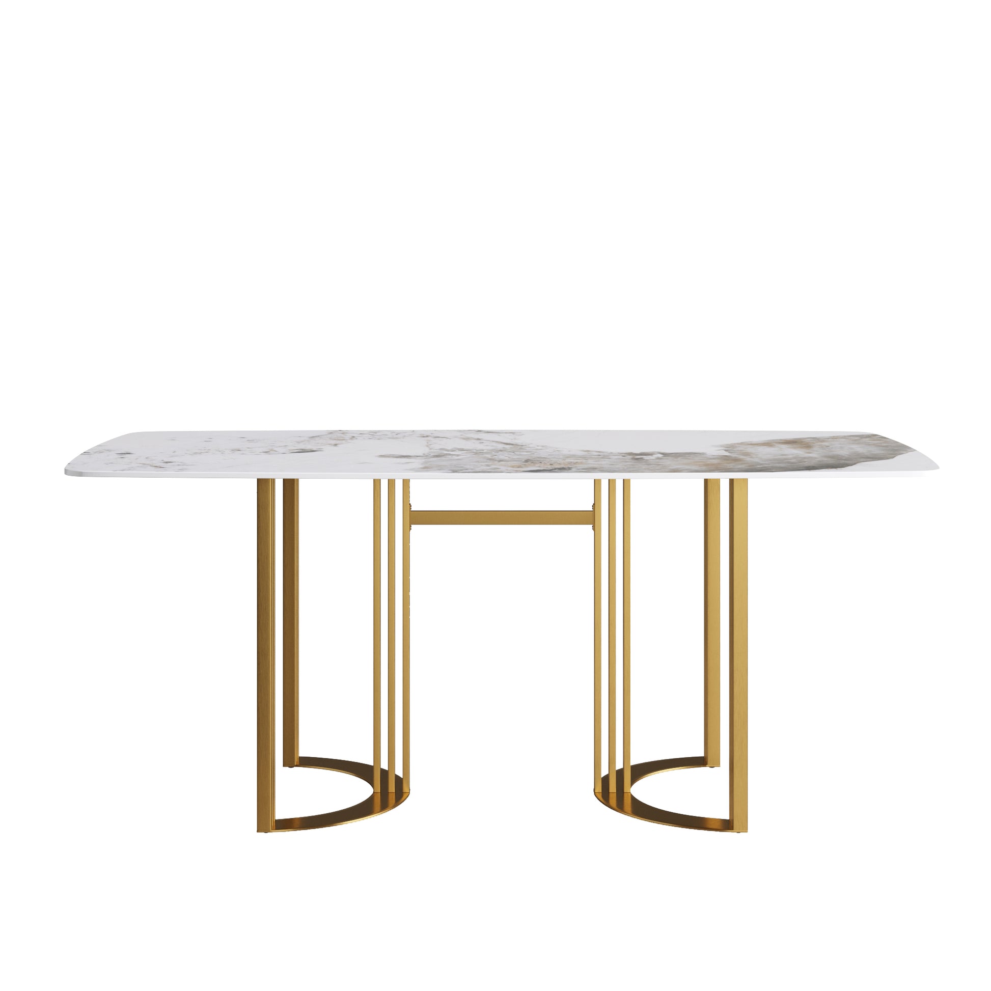 Moto II 70.8" Modern Faux Marble Dining Table with Gold Base
