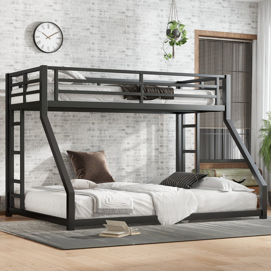 Metal Twin XL over Queen Bunk Bed for Teens and Adults - Black - primary color shot