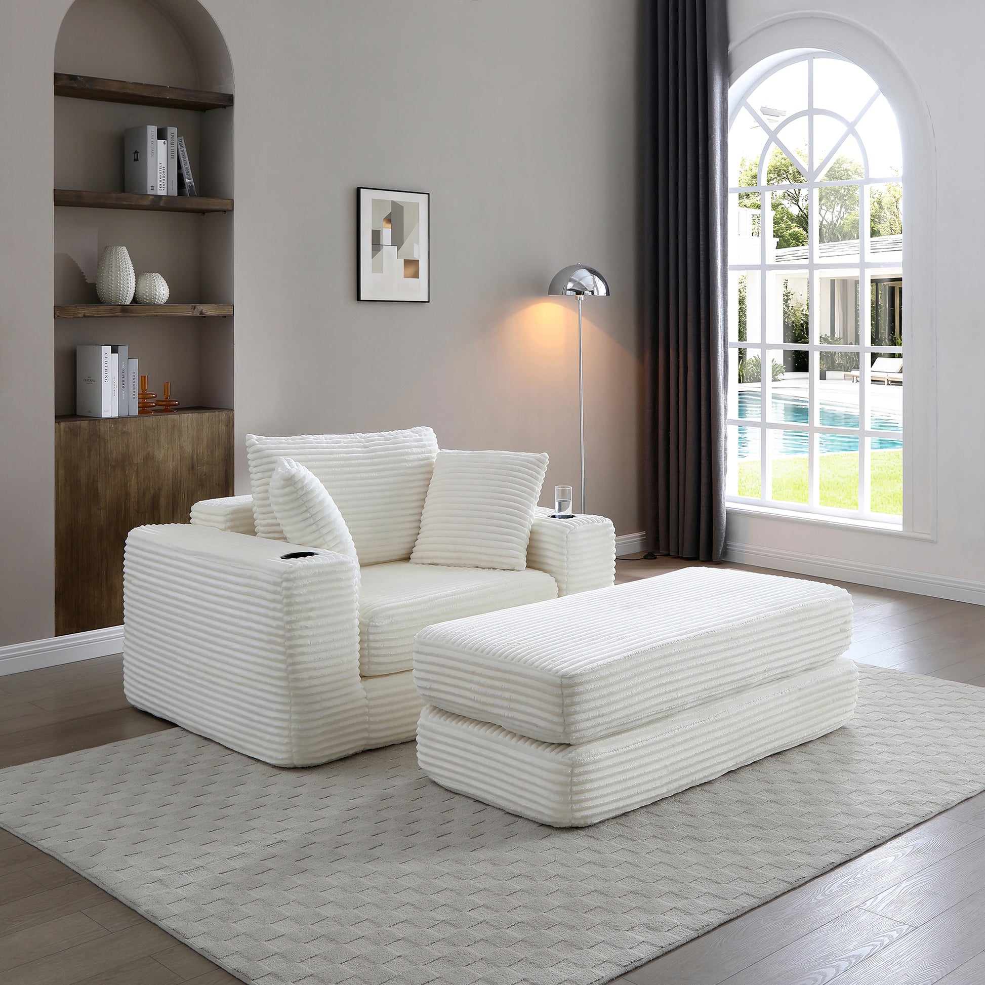 52" Boneless Chaise Lounge Chair Indoor-Oversized Cloud-Like Cozy Comfy Modular 3-in-1 Sofa Bed for Reading - Beige - detail view 2