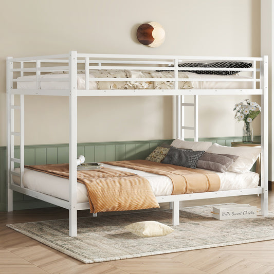 Metal Queen over Queen Bunk Bed for Teens and Adults - White - primary color shot