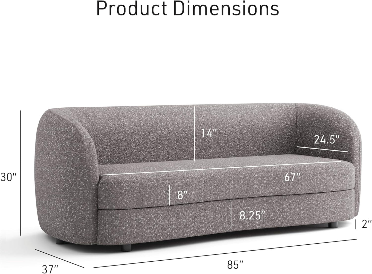 Versoix Contemporary Living Room Set in Charcoal Gray Boucle