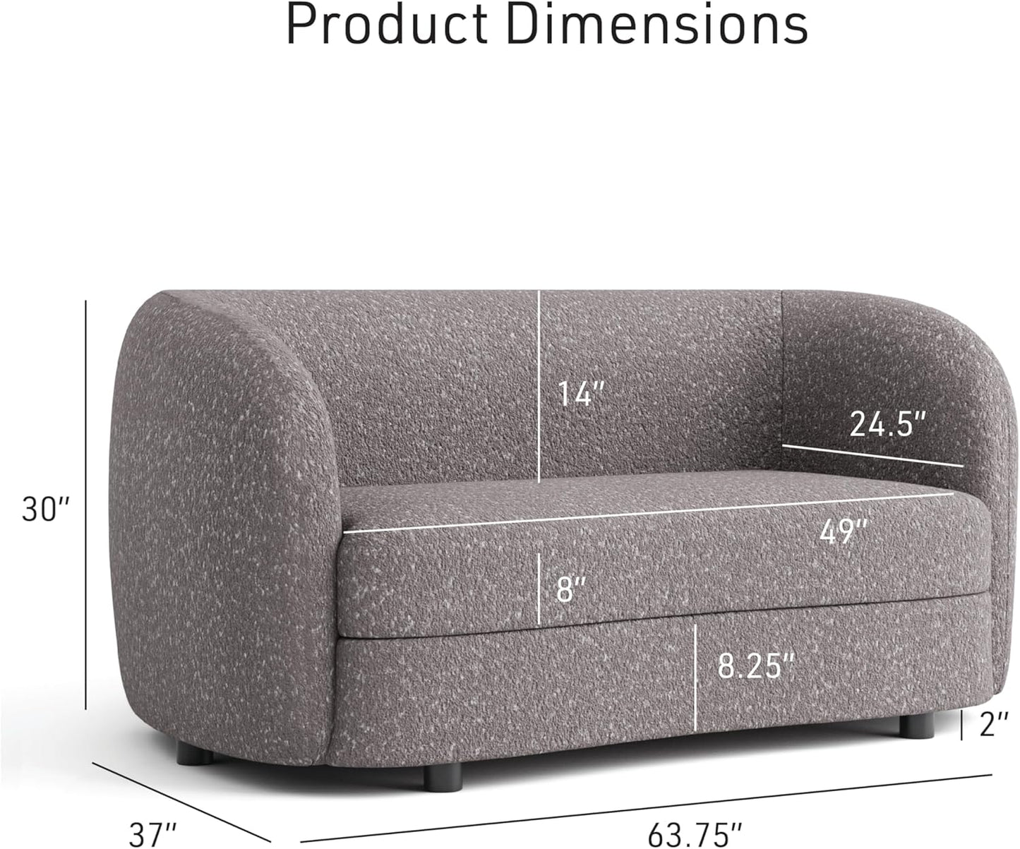 Versoix Contemporary Living Room Set in Charcoal Gray Boucle