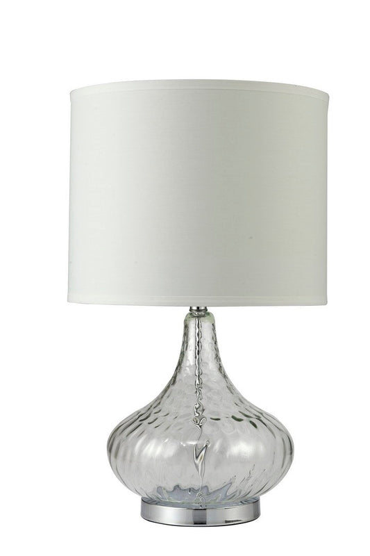 24.5' Tall Glass Table Lamp' Leann', Clear Glass and Chrome Silver