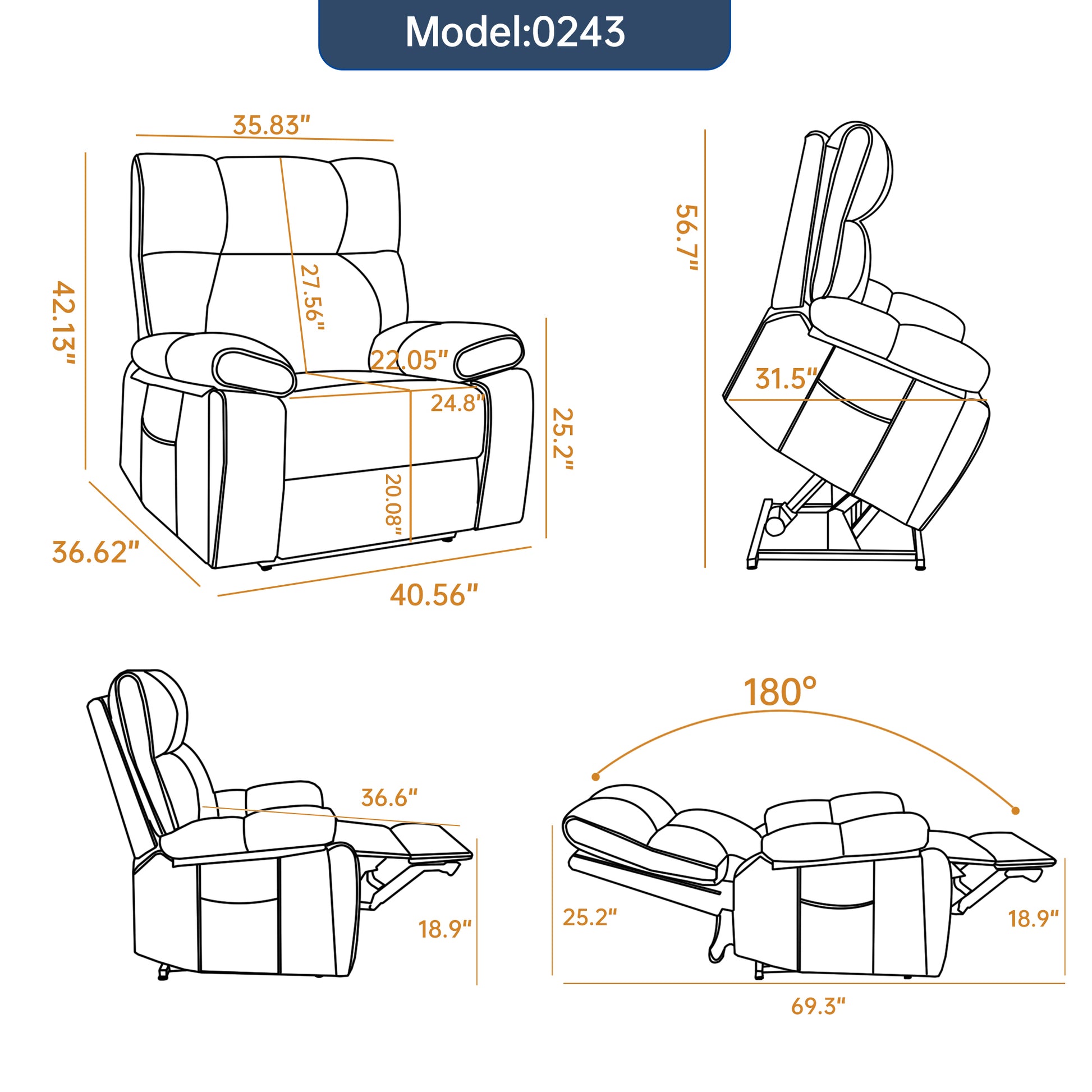 Black Leatheraire Heat Massage Dual Motor Infinite Position Up to 350 LBS Large Electric Power Lift Recliners with Hidden Cup Holders - detail view 4