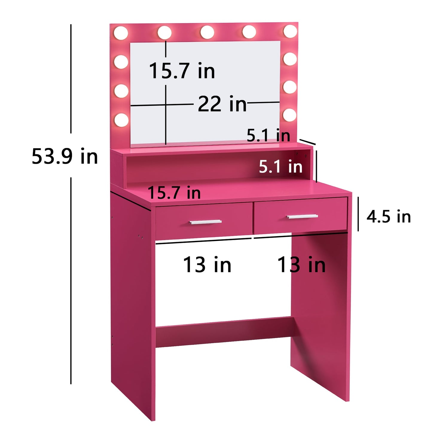 Celandine Contemporary Vanity Set with Mirror, Rose Pink