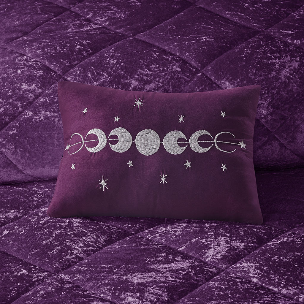 Purple Velvet Comforter Set with Throw Pillow
